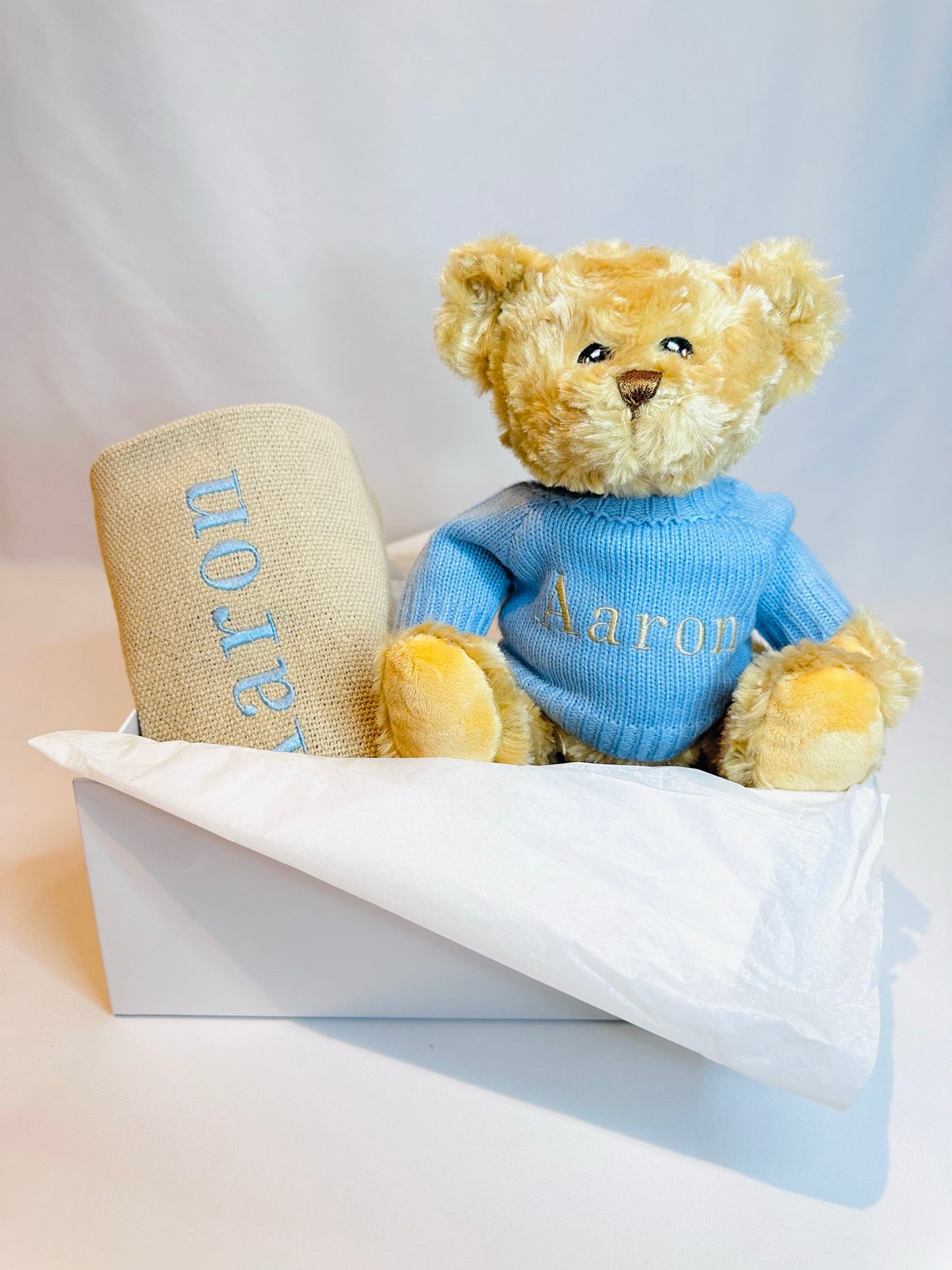 Welcome Gift Set: Cotton Blanket, Eco-Friendly Teddy Bear & Magnetic Gift Box