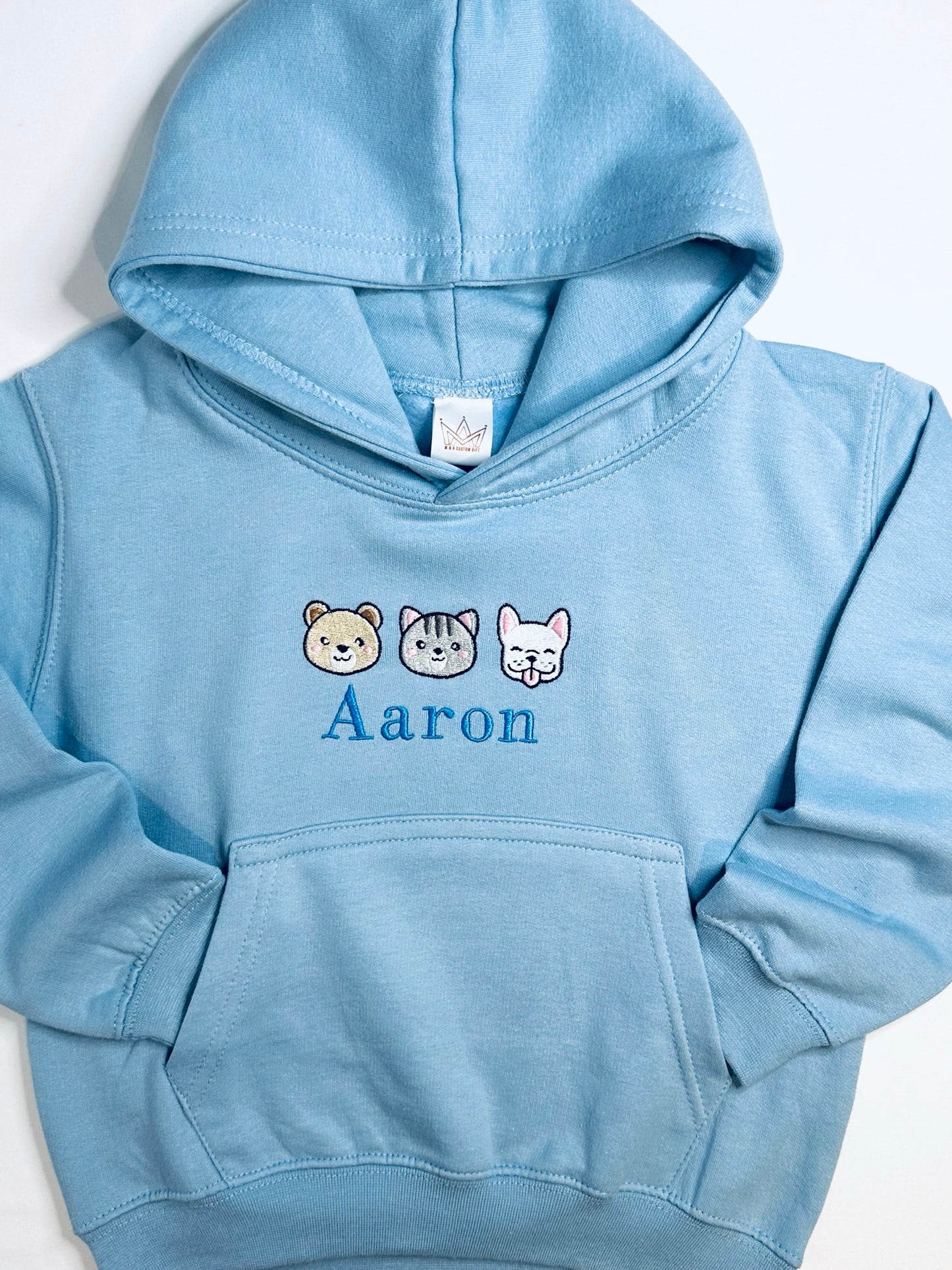 Personalised Kids Hoodie With 3 Cute Animals - Choose Your Designs