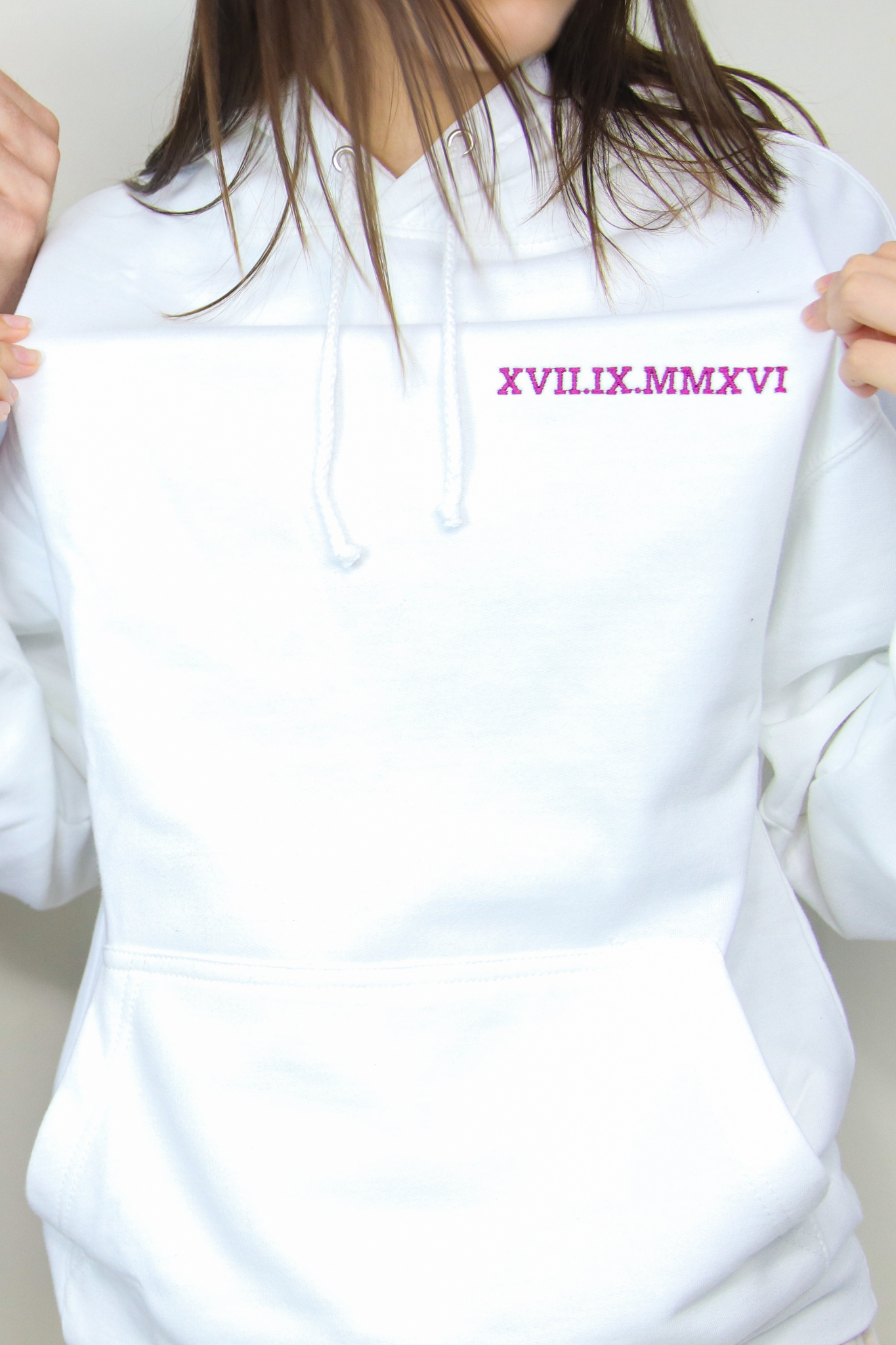 His & Hers Embroidered Hoodies: Roman Numeral Date and Initials with Heart