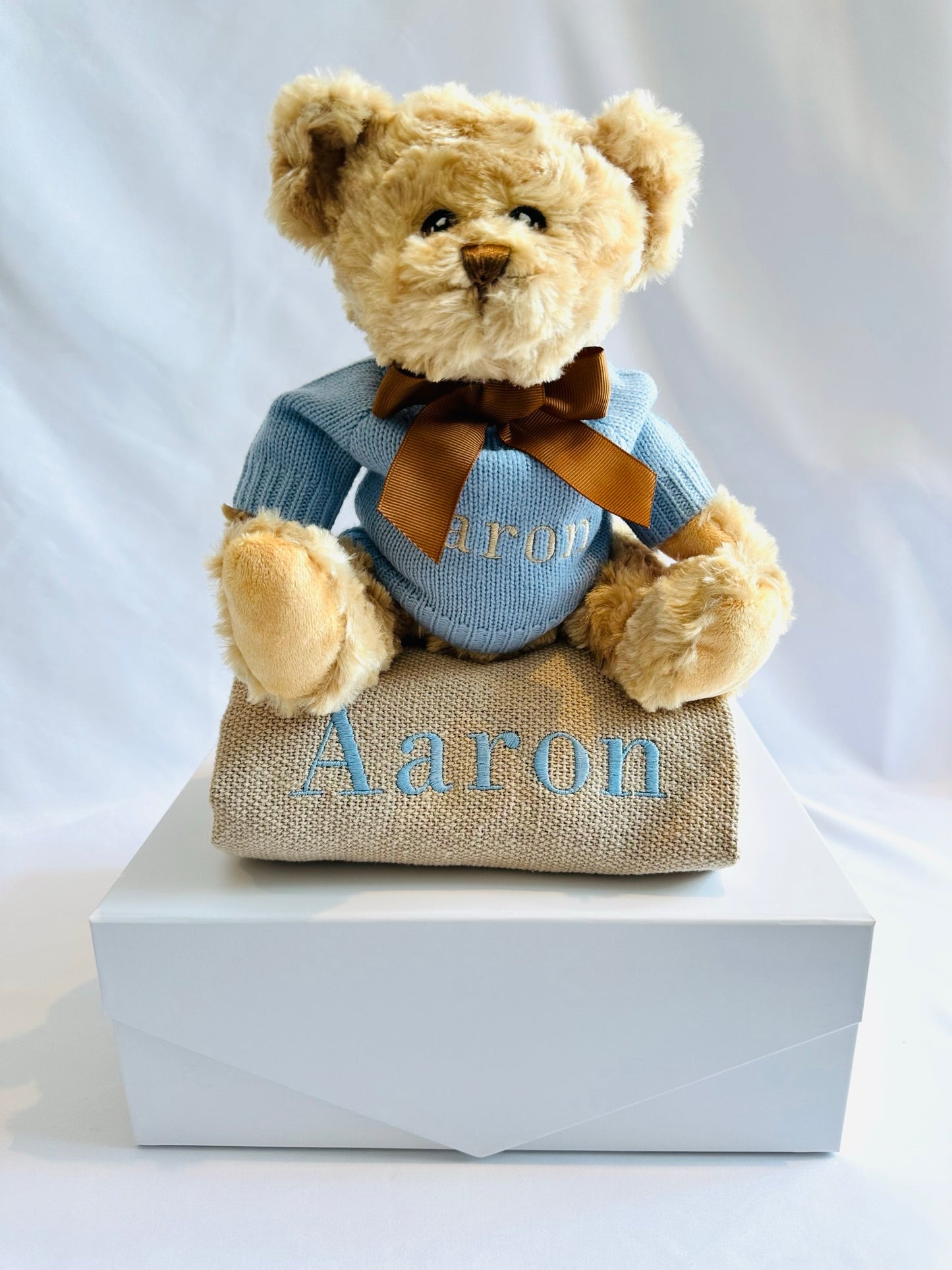 Welcome Gift Set: Cotton Blanket, Eco-Friendly Teddy Bear & Magnetic Gift Box