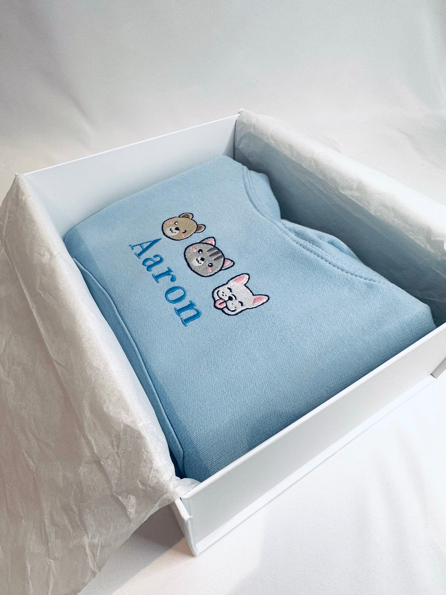 Personalised Kids Hoodie With 3 Cute Animals - Choose Your Designs