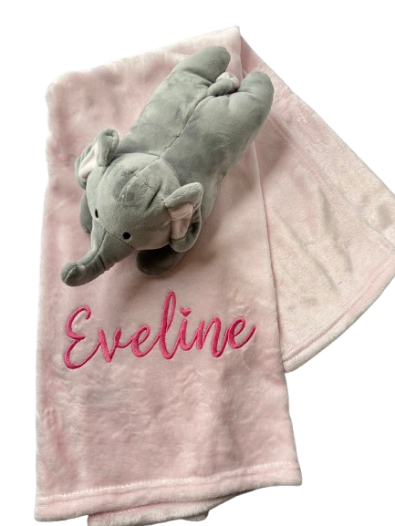 Little Elephant Dream Set: Personalized Blanket & Elephant Toy